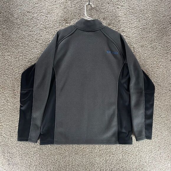 Spyder Sweater Mens 2XL XXL Gray Quarter Zip Waffle Knit Pullover Mock Neck Logo - Picture 9 of 11